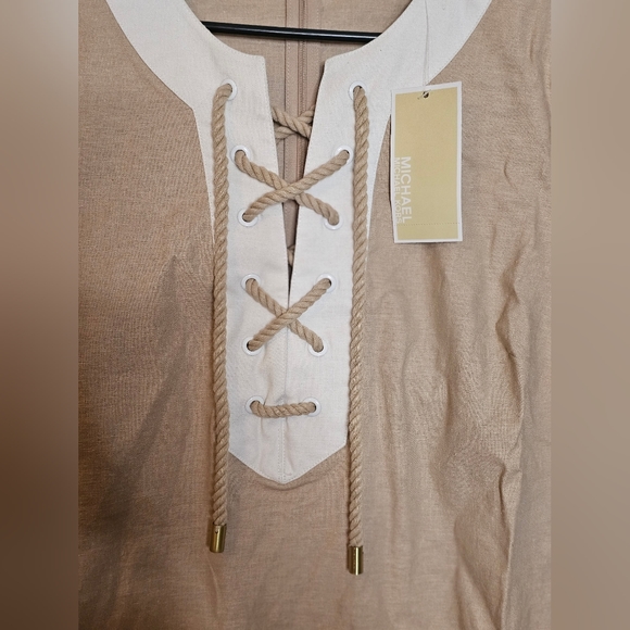 Michael Kors: Nomad Tan/White Midi Dress | NWT!! - Picture 5 of 8